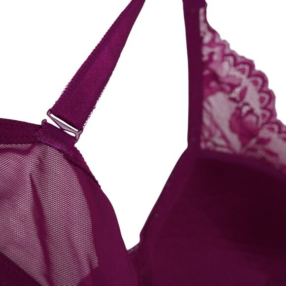 Torrid Curves XO 40DD Lace Underwire Bra In Plum Purple With Floral Design & Cri - Picture 7 of 7